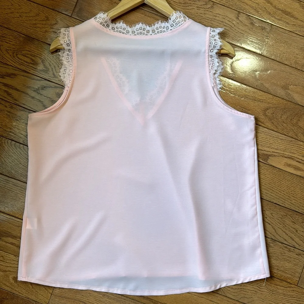 Blencot Lace Trim V Neck Sleeveless Blouse - Picture 10 of 10